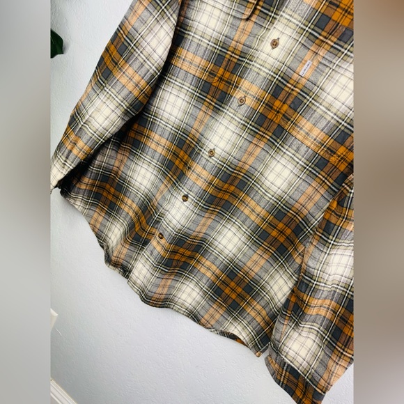 Carhartt Men's Brown Plaid RUGGED FLEX RELAXED FIT LIGHTWEIGHT LONG-SLEEVE Shirt - Picture 3 of 8
